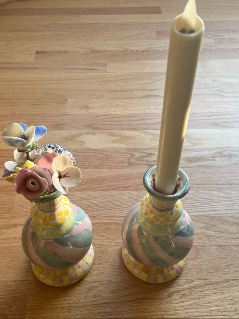 MacKenzie-Childs Cayuga Candlesticks/Vase Pair Taylor Ceramics Retired - Picture 3 of 10